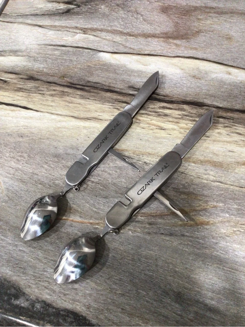 Sold! 2pc Ozark Trail Camping Utensil Multi Tool Spoon Fork Knife Corkscrew